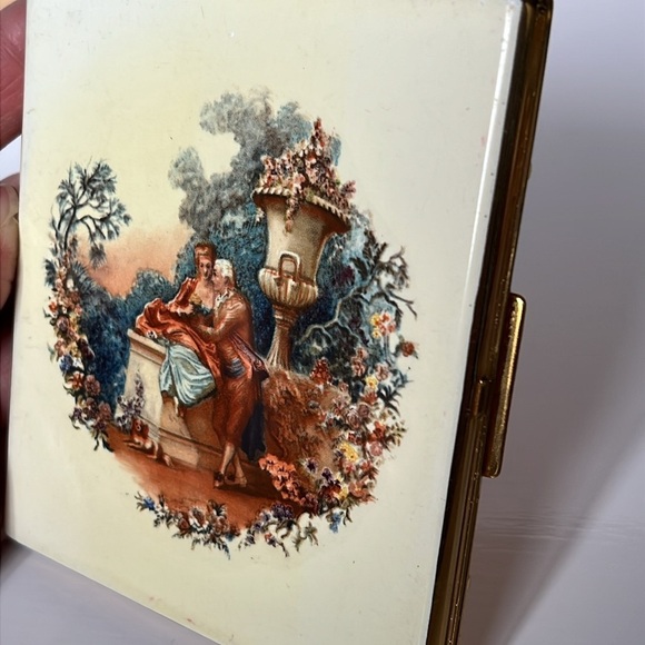 Colibri Compact Card Cigarette Case Courting Couples Park Lane Gold England - Picture 3 of 15